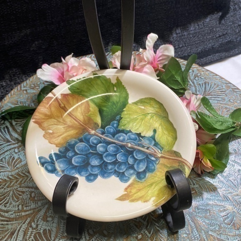 DESIGNPAC Appetizer Hors D’oeuvre Snack Plates Set of 2 Grape and Leaves